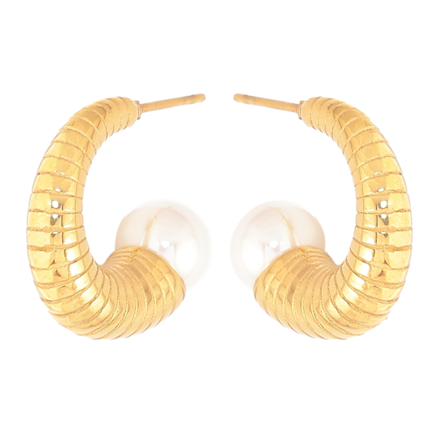 Серьги Нержавеющая сталь пусеты "Дуги с жемчужинами" фото №1