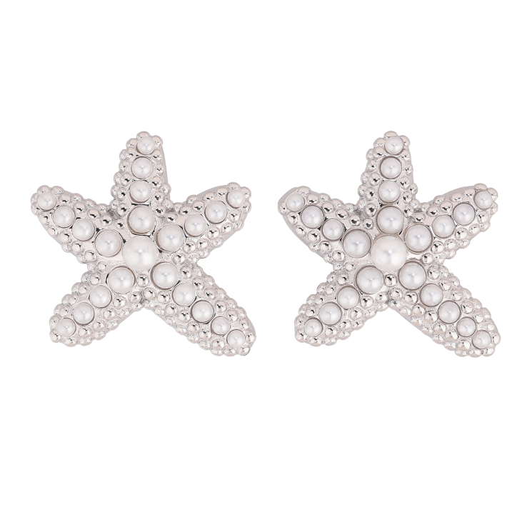 Сережки Нержавіюча сталь пусети "Морські зірки із перлинами" фото №10