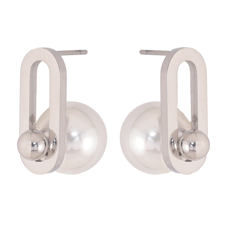 Сережки Нержавіюча сталь пусети "Візерунок з перлинами" фото №8