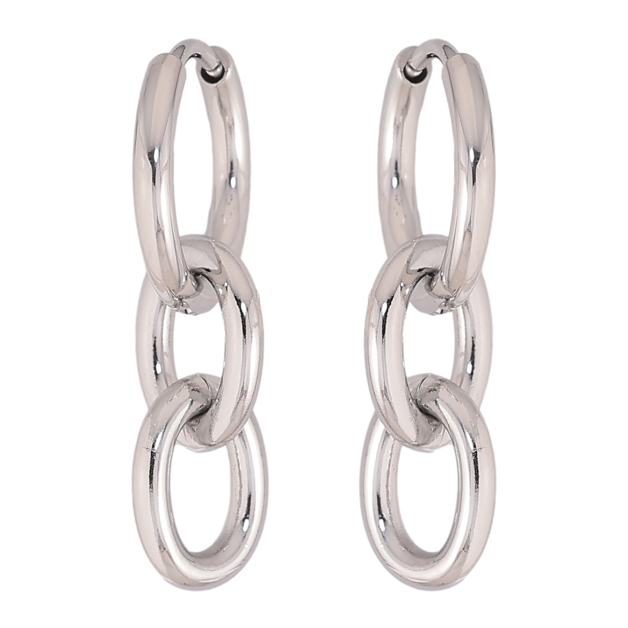 Сережки Нержавіюча сталь підвіски на колечках "Ланцюжки" 2 в 1 фото №1