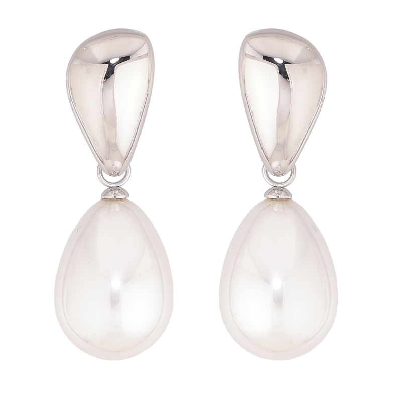 Серьги Нержавеющая сталь пусеты "Жемчужные подвески" фото №2