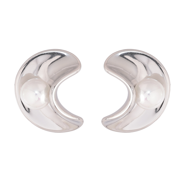 Сережки Нержавіюча сталь пусети "Візерунок з перлинами" фото №4