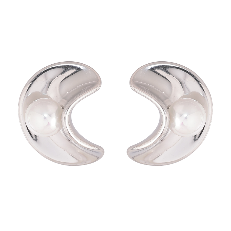 Серьги Нержавеющая сталь пусеты "Узор с жемчужинами" фото №2