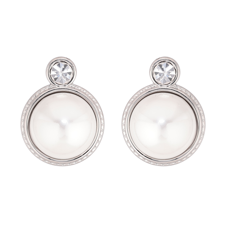 Сережки Нержавіюча сталь пусети "Кристал з перлиною" фото №14