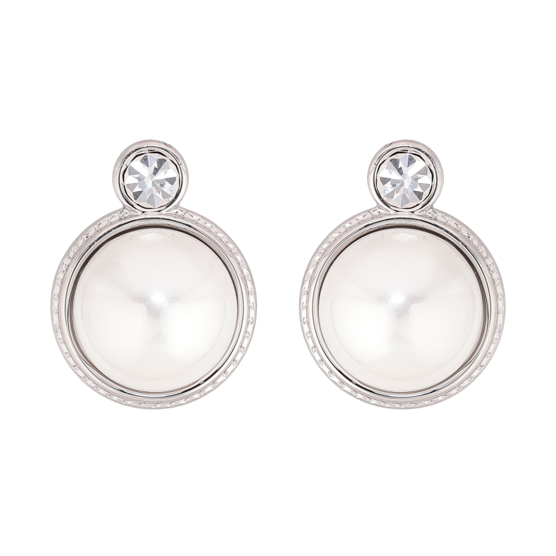 Сережки Нержавіюча сталь пусети "Кристал з перлиною" фото №1