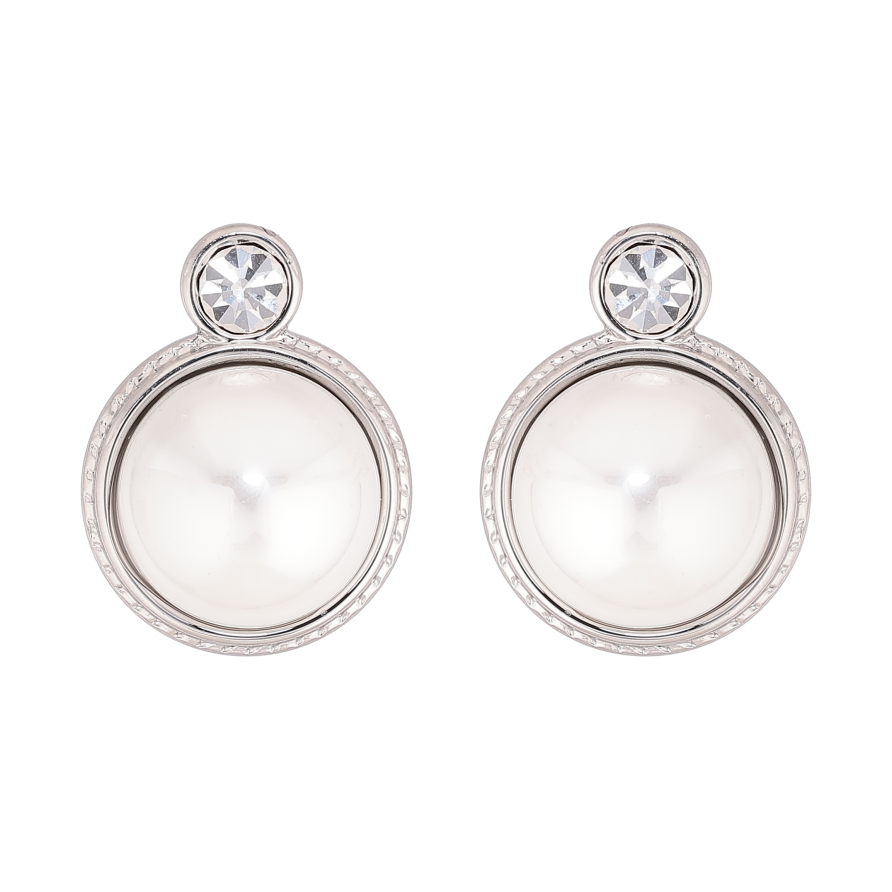 Сережки Нержавіюча сталь пусети "Кристал з перлиною" фото №1