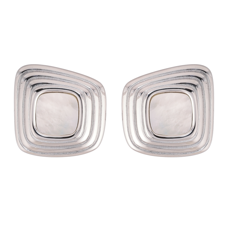 Сережки Нержавіюча сталь пусети "Візерунок з перламутровими вставками" фото №14