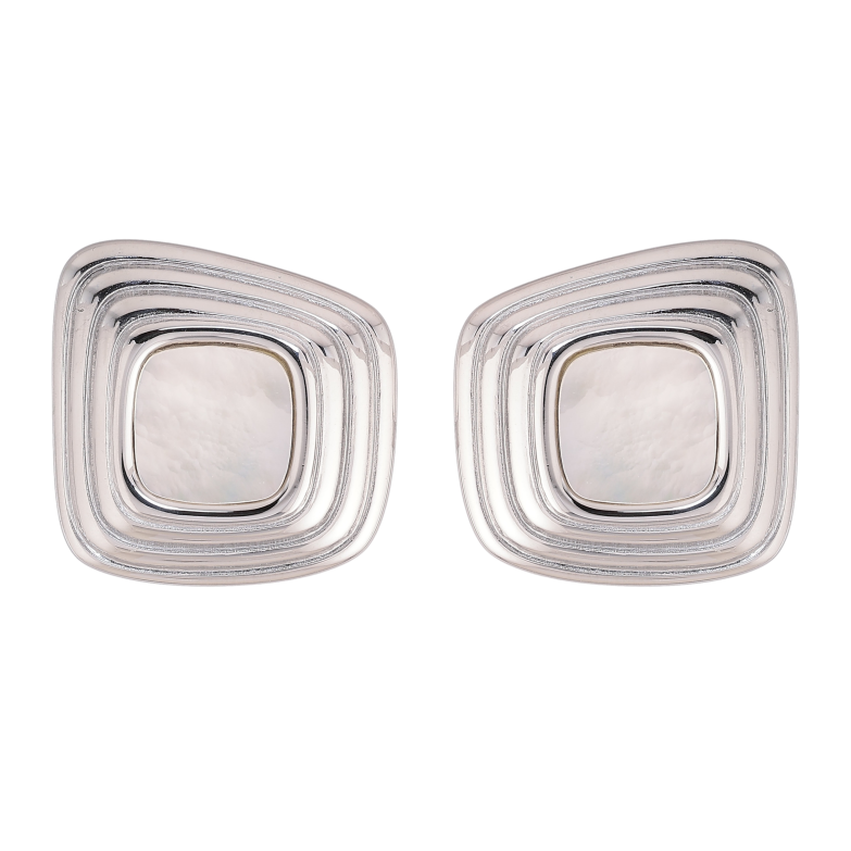 Сережки Нержавіюча сталь пусети "Візерунок з перламутровими вставками" фото №1