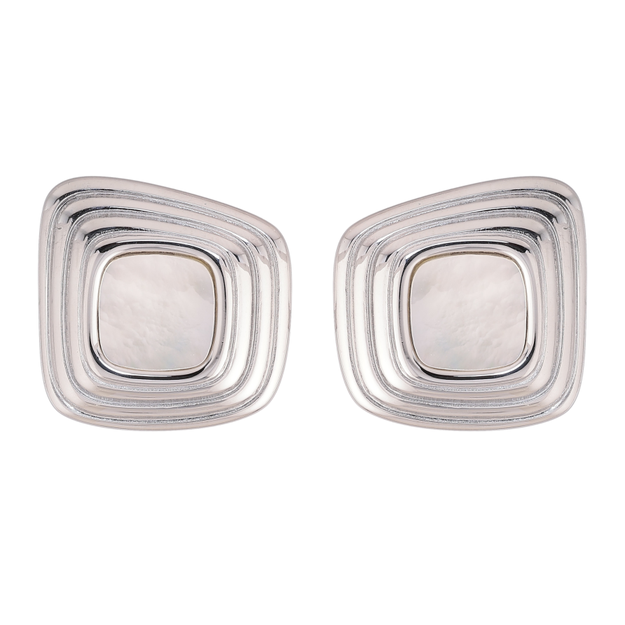 Сережки Нержавіюча сталь пусети "Візерунок з перламутровими вставками" фото №1