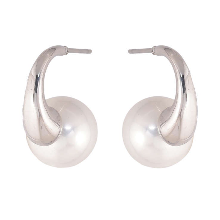 Сережки Нержавіюча сталь пусети "Дуги з перлинами" фото №24