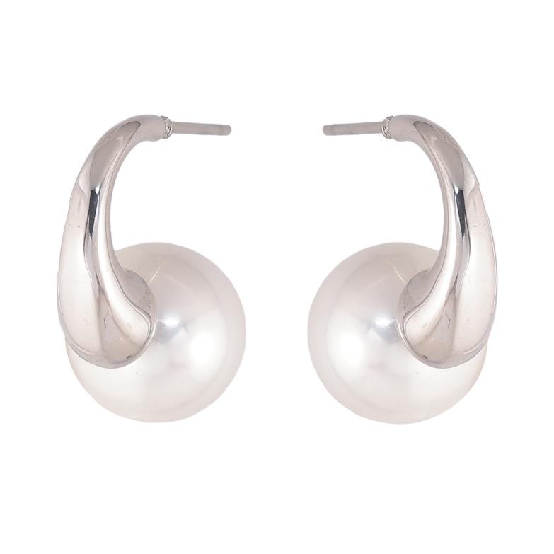 Сережки Нержавіюча сталь пусети "Дуги з перлинами" фото №7