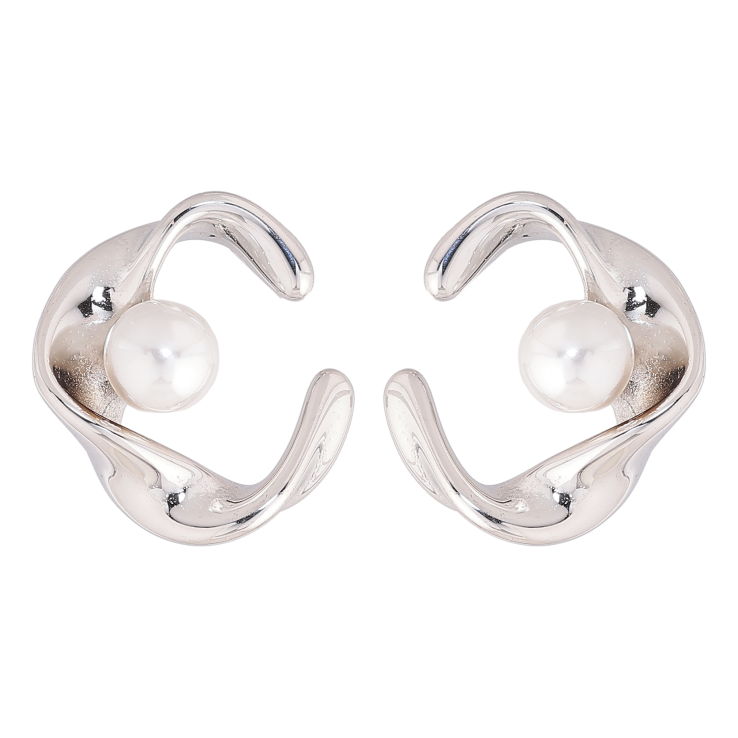 Сережки Нержавіюча сталь пусети "Візерунок з перлинами" фото №14