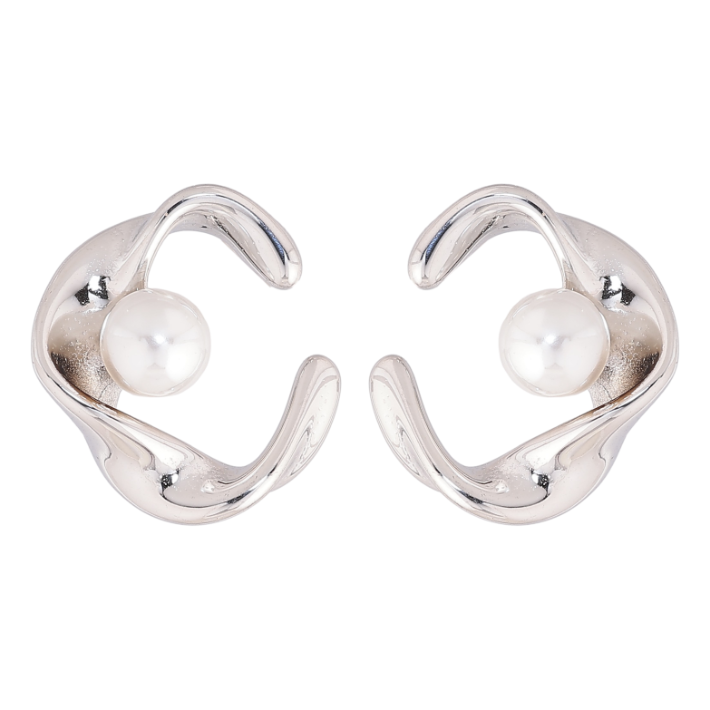 Серьги Нержавеющая сталь пусеты "Узор с жемчужинами" фото №1