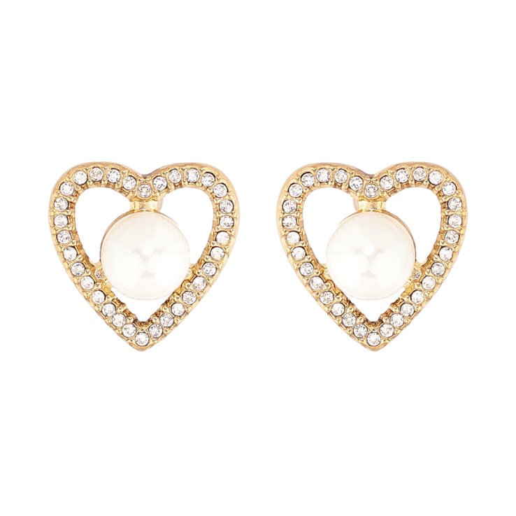 Серьги Нержавеющая сталь пусеты "Сердечки с жемчужинами" фото №25