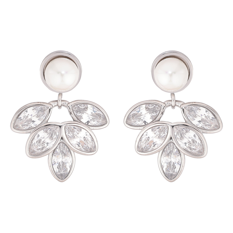 Сережки Нержавіюча сталь пусети "Кристальні підвіски" фото №1