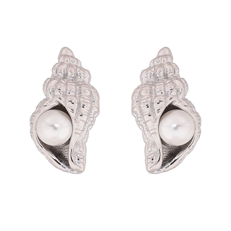 Сережки Нержавіюча сталь пусети "Мушлі з перлинами" фото №18