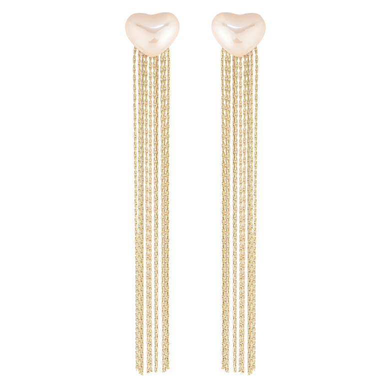 Серьги Нержавеющая сталь пусеты "Жемчужные сердечки с  подвесками" фото №1