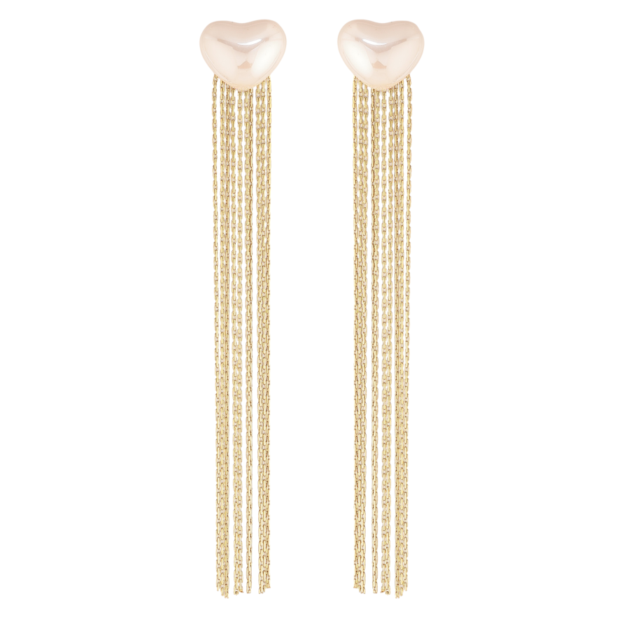 Сережки Нержавіюча сталь пусети "Перлинні серця з підвісками" фото №1