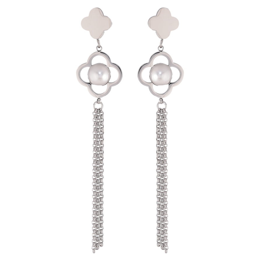 Сережки Нержавіюча сталь пусети "Підвіски з перлинними вставками" фото №1