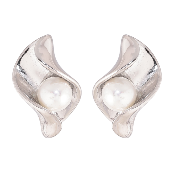 Сережки Нержавіюча сталь пусети "Візерунок з перлинами" фото №17