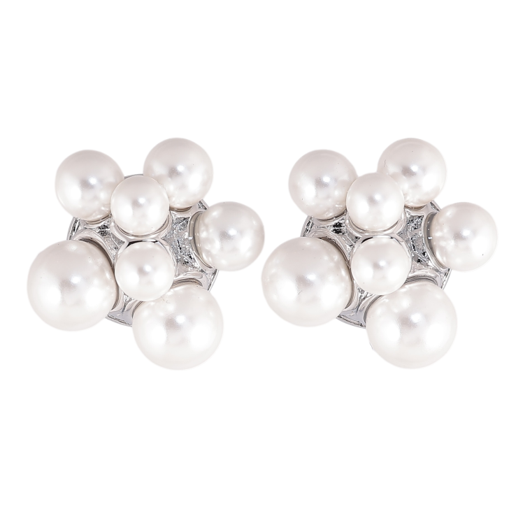 Сережки Нержавіюча сталь пусети "Візерунок з перлинами" фото №10