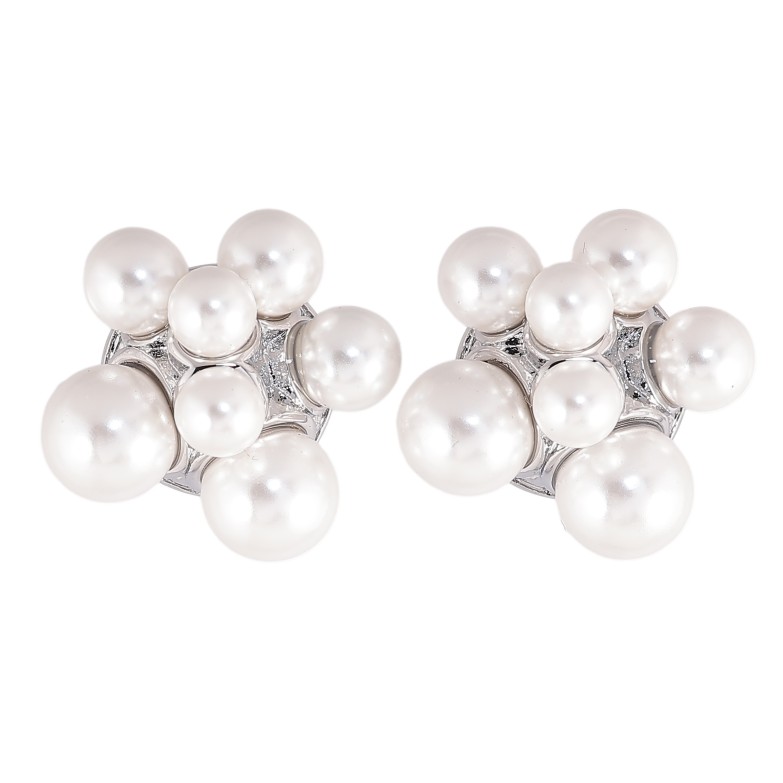 Серьги Нержавеющая сталь пусеты "Узор с жемчужинами" фото №1