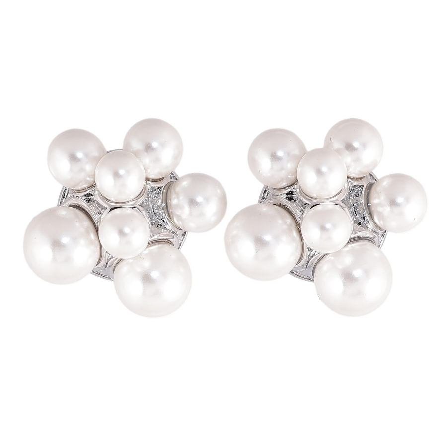 Сережки Нержавіюча сталь пусети "Візерунок з перлинами" фото №1