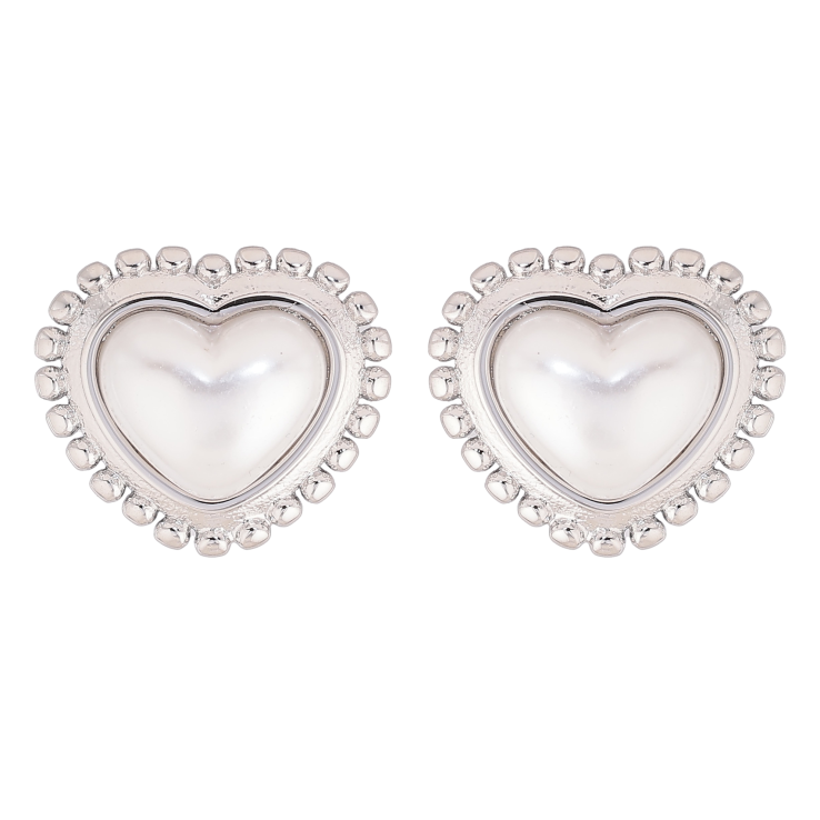 Сережки Нержавіюча сталь пусети "Перлинні серця" фото №10