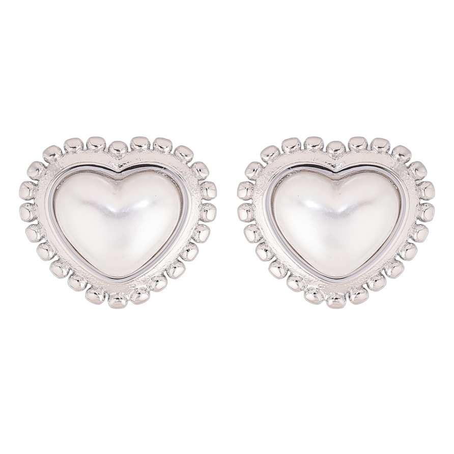 Сережки Нержавіюча сталь пусети "Перлинні серця" фото №1