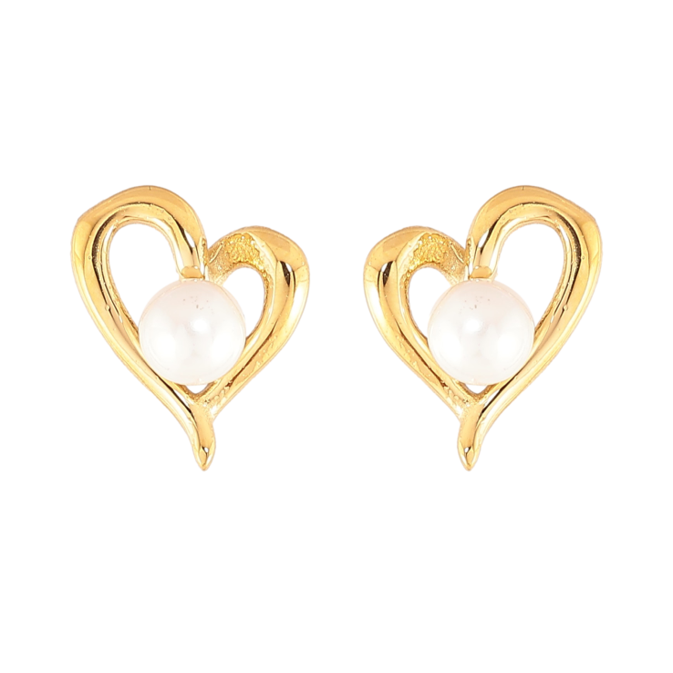 Сережки Нержавіюча сталь пусети "Сердечки з перлинами" фото №17