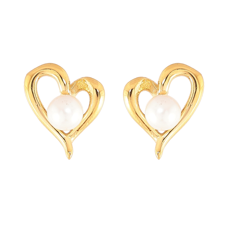 Серьги Нержавеющая сталь пусеты "Сердечки с жемчужинами" фото №1