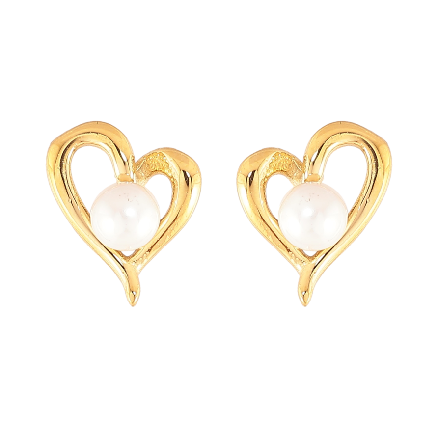 Сережки Нержавіюча сталь пусети "Сердечки з перлинами" фото №1