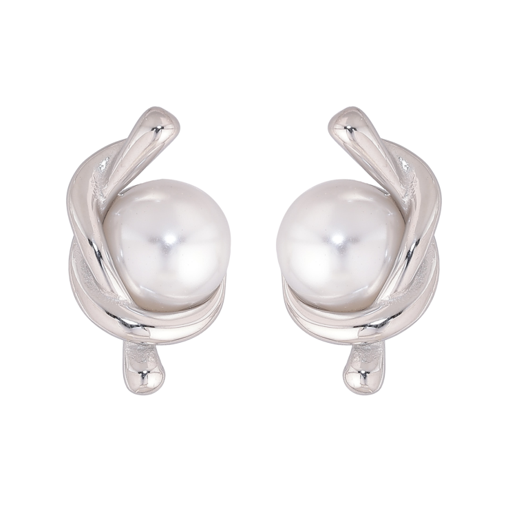 Сережки Нержавіюча сталь пусети "Візерунок з перлинами" фото №10