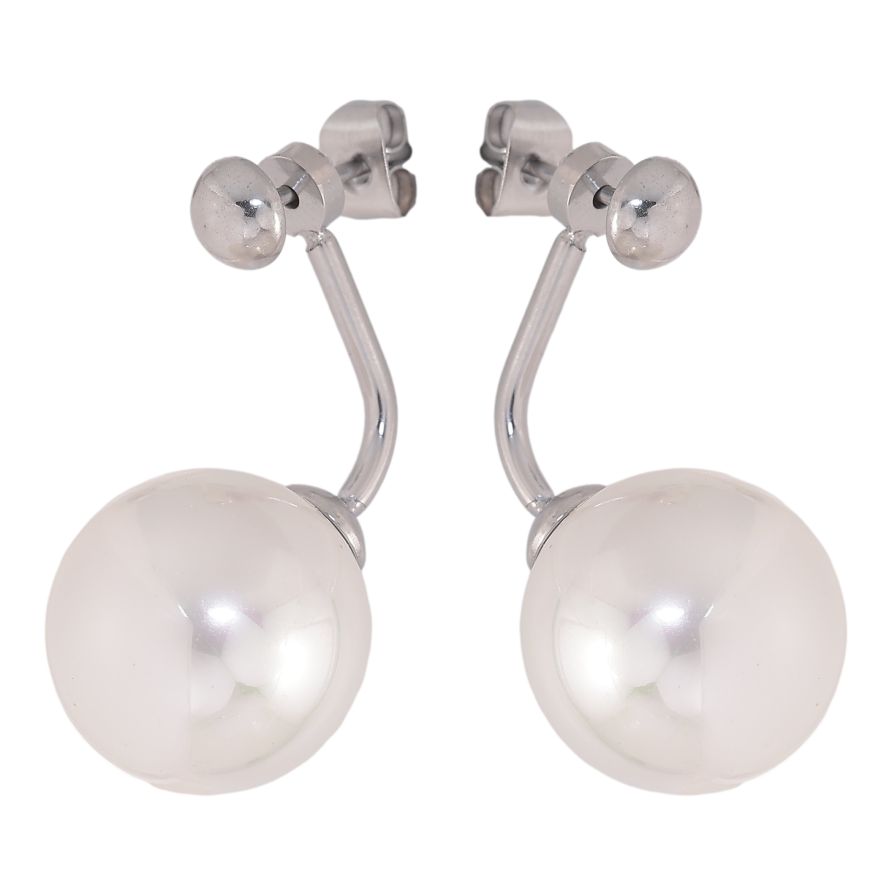 Сережки Нержавіюча сталь пусети-джекети "Перлини" 2 в 1, ø 5мм и 14мм фото №1