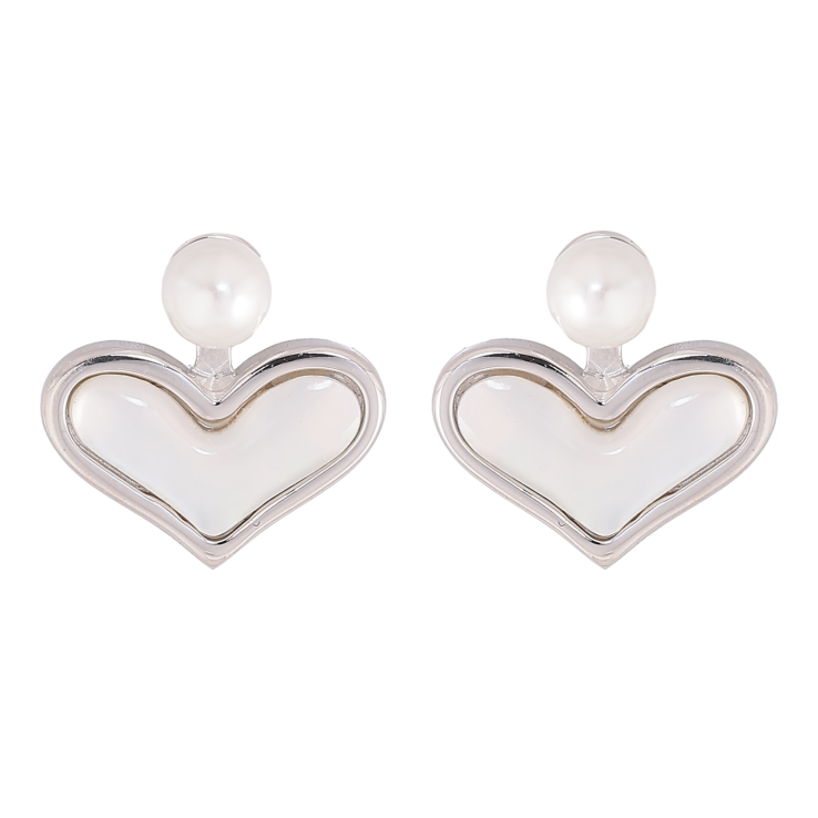 Сережки Нержавіюча сталь пусети "Сердечки з перлинами" фото №25