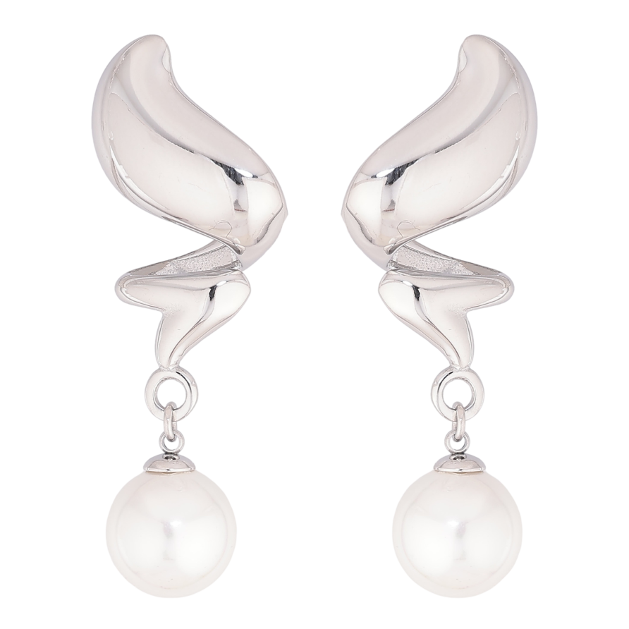 Сережки Нержавіюча сталь пусети "Візерунок з перлинами" фото №1