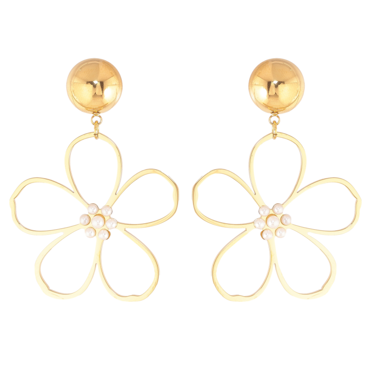 Серьги Нержавеющая сталь пусеты "Цветочные подвески" фото №19