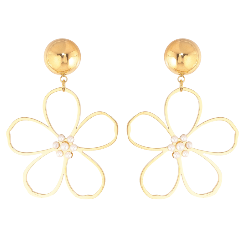 Сережки Нержавіюча сталь пусети "Квіткові підвіски" фото №1 Сережки Нержавіюча сталь пусети "Квіткові підвіски" фото №1