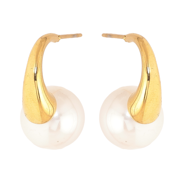 Серьги Нержавеющая сталь пусеты "Дуги с жемчужинами" ø 12мм фото №24