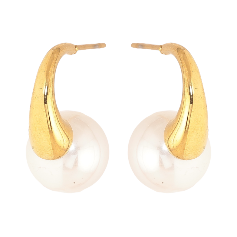 Серьги Нержавеющая сталь пусеты "Дуги с жемчужинами" ø 12мм фото №2 Серьги Нержавеющая сталь пусеты "Дуги с жемчужинами" ø 12мм фото №2