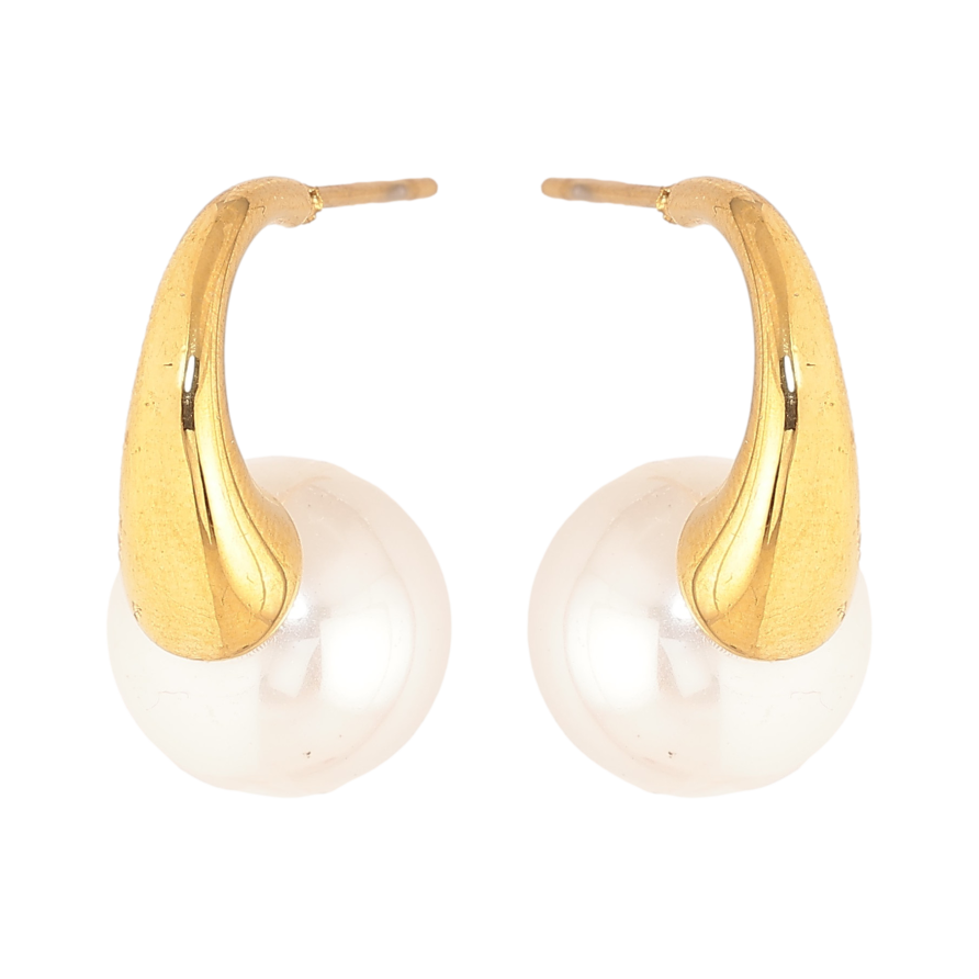 Серьги Нержавеющая сталь пусеты "Дуги с жемчужинами" ø 12мм фото №1 Серьги Нержавеющая сталь пусеты "Дуги с жемчужинами" ø 12мм фото №1