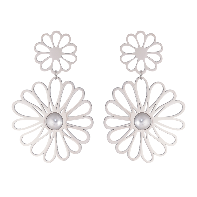 Сережки Нержавіюча сталь пусети "Квіткові підвіски" фото №1