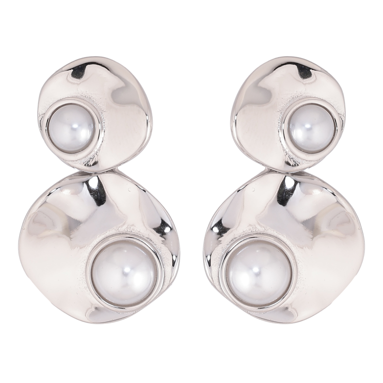 Сережки Нержавіюча сталь пусети "Підвіски з перлинними вставками" фото №1