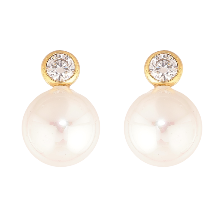 Сережки Нержавіюча сталь пусети "Кристали з перлинами" фото №13