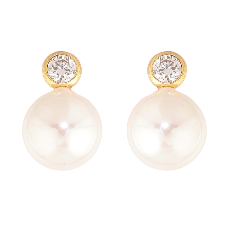 Сережки Нержавіюча сталь пусети "Кристали з перлинами" фото №1