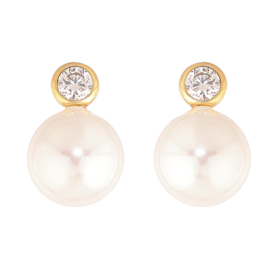 Сережки Нержавіюча сталь пусети "Кристали з перлинами" фото №1