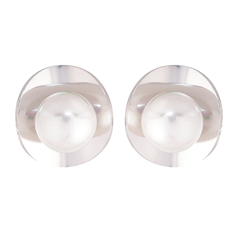 Сережки Нержавіюча сталь пусети "Візерунок з перлинами" фото №1