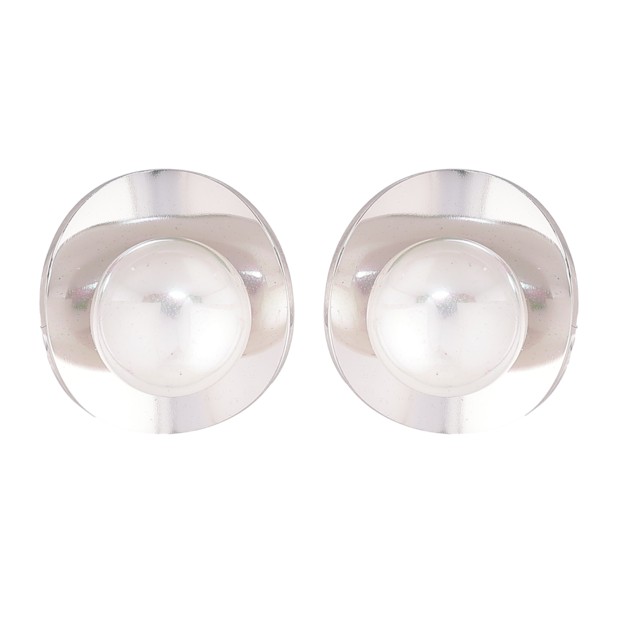 Сережки Нержавіюча сталь пусети "Візерунок з перлинами" фото №1