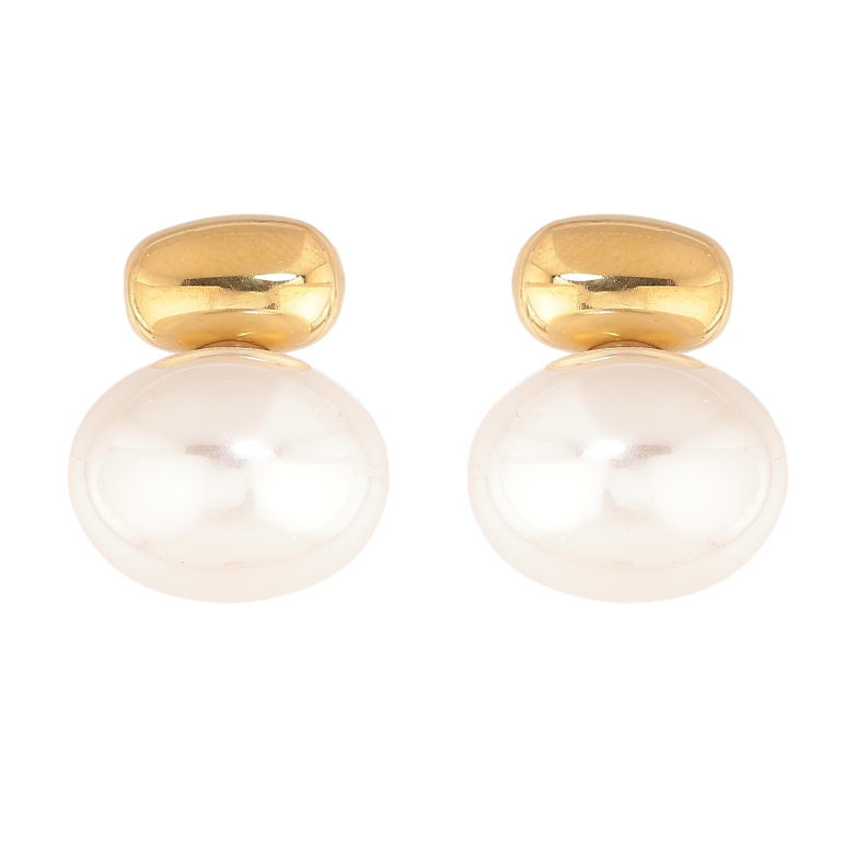 Сережки Нержавіюча сталь пусети "Візерунок з перлинами" фото №1