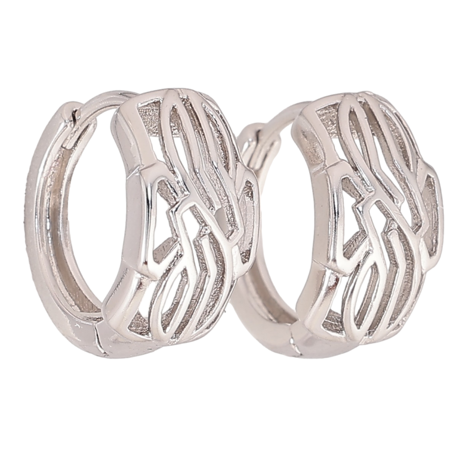 Сережки Xuping M&L колір Родій колечка "Декоративний різьблений орнамент" візерунок на один бік фото №1